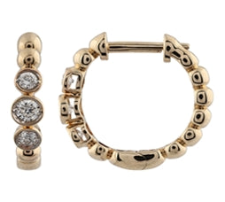 Diamond Hoop Earrings - .24 Carats - 14k Yellow Gold