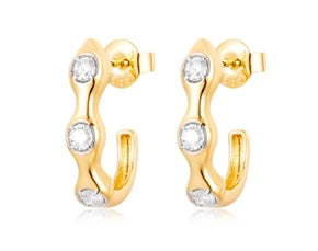 Diamond Hoop Earrings - .38 Carats - 14k Yellow Gold
