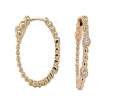 Diamond Hoop Earrings - .16 Carats - 14k Yellow Gold