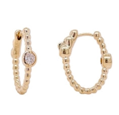 Diamond Hoop Earrings - .26 Carats - 14k Yellow Gold