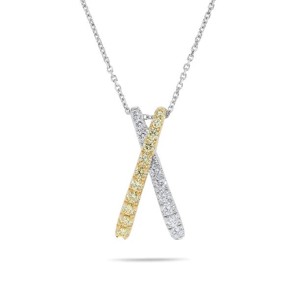 18kt Yellow and White Diamond &quot;X&quot; Pendant