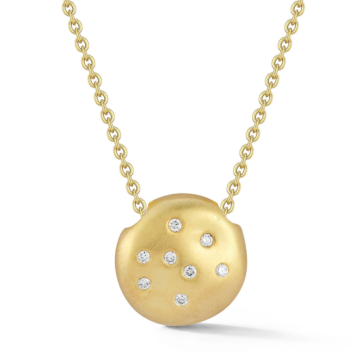 14k Dome Shaped Necklace with Flush Set Diamond