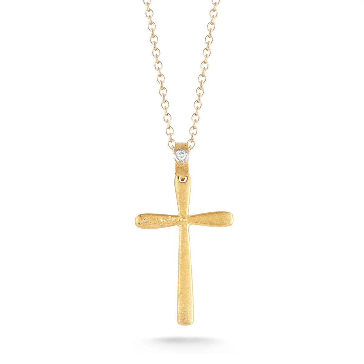 14k Yellow Gold Diamond Cross