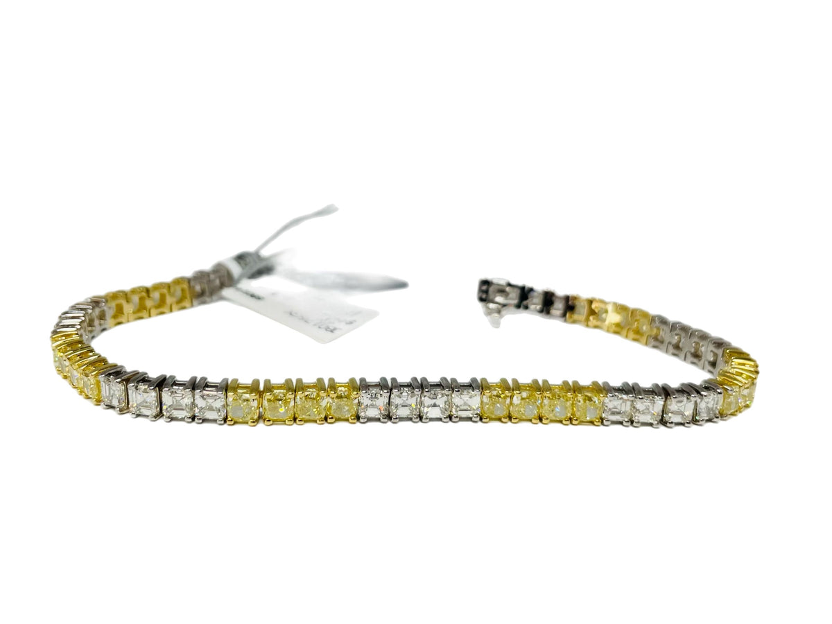 18k Fancy Yellow Asscher Cut and Cushion Diamond Bracelet