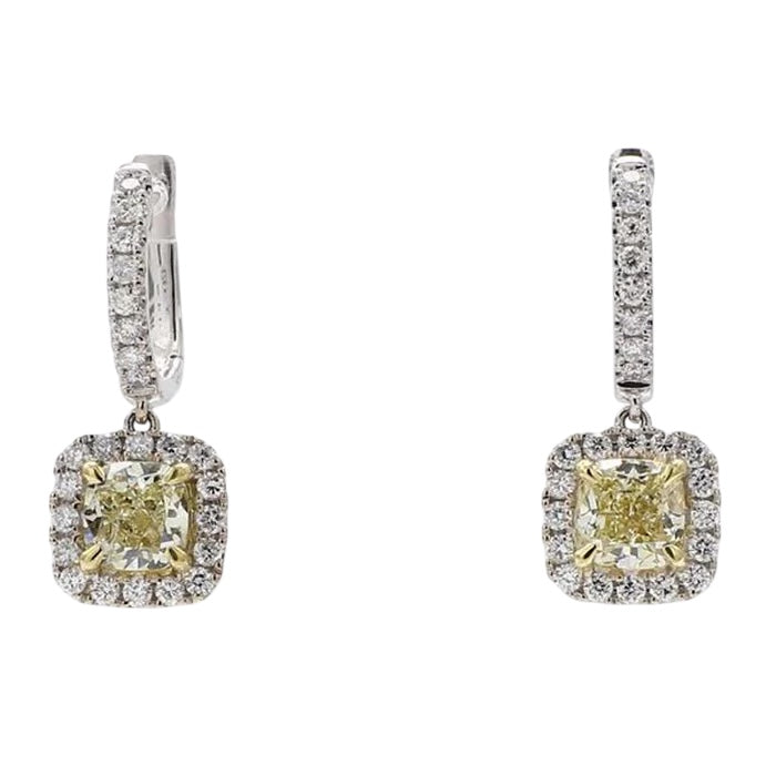 18k White Gold Fancy Yellow Diamond Earrings