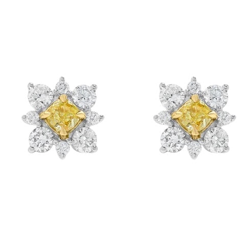 18Kt White Gold Fancy Yellow Diamond Earrings