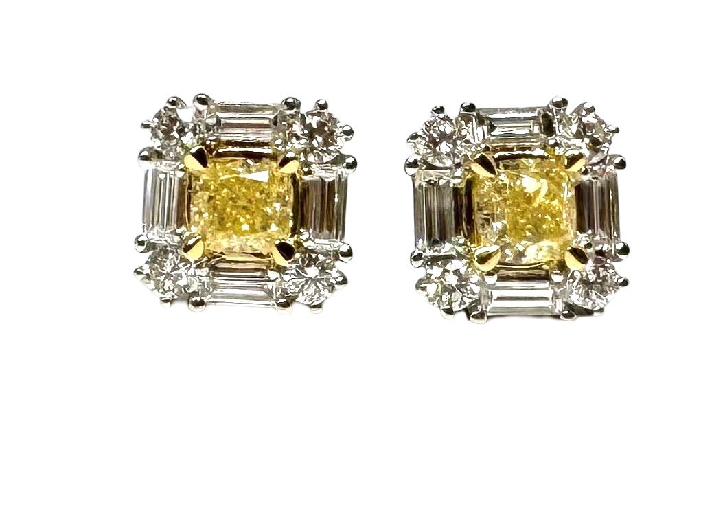 18k Natural Yellow Diamond Earrings