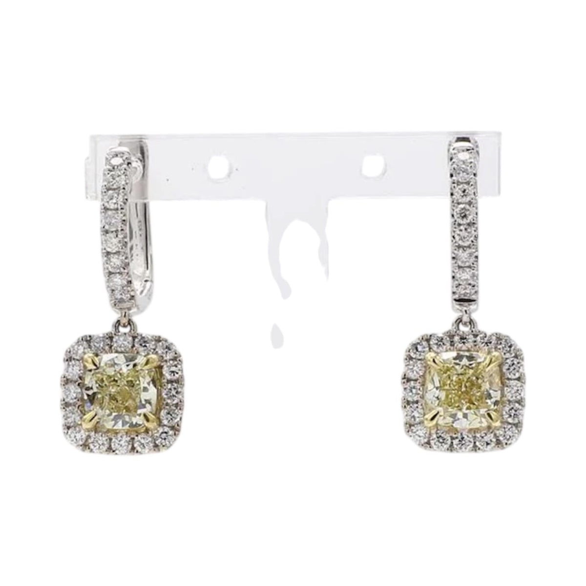 18kt Natural Fancy Yellow and Colorless Diamond Earrings