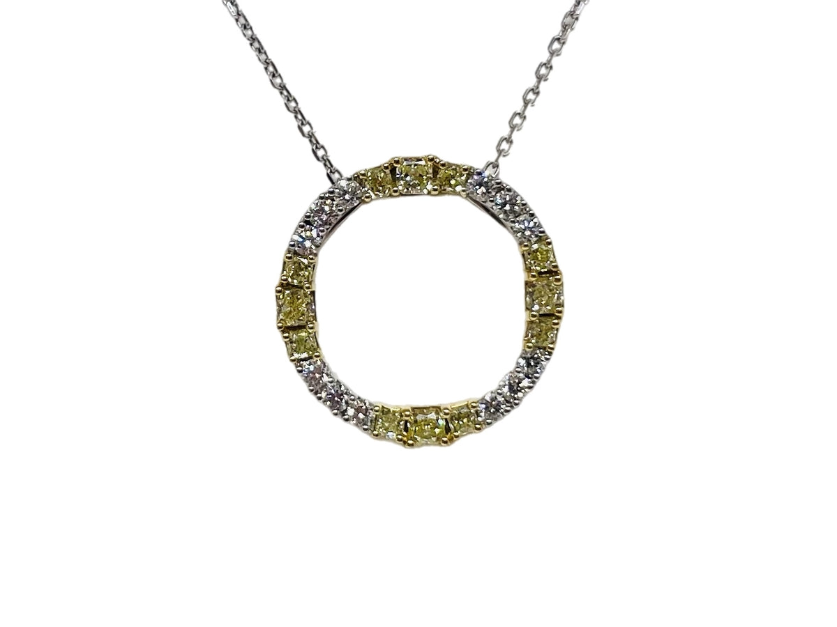 18k Fancy Yellow Diamond Circle Necklace