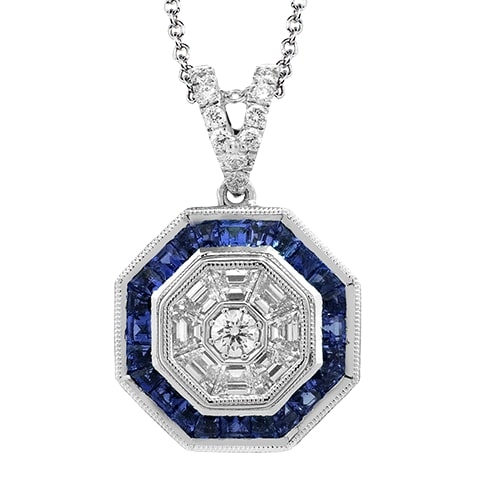 18k Sapphire and Diamond Mosaic Style Necklace