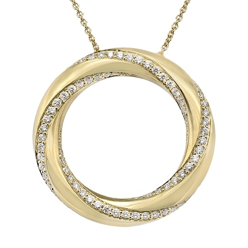 18k Open Circle Diamond Necklace