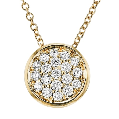 18k Pave Set Round Diamond Necklace