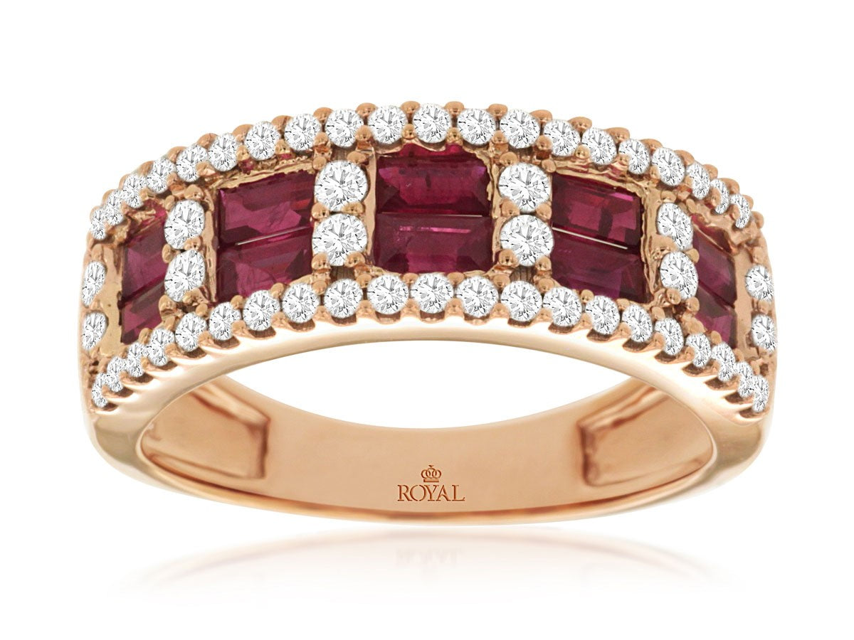 14kt Baguette Cut Ruby and Diamond Ring