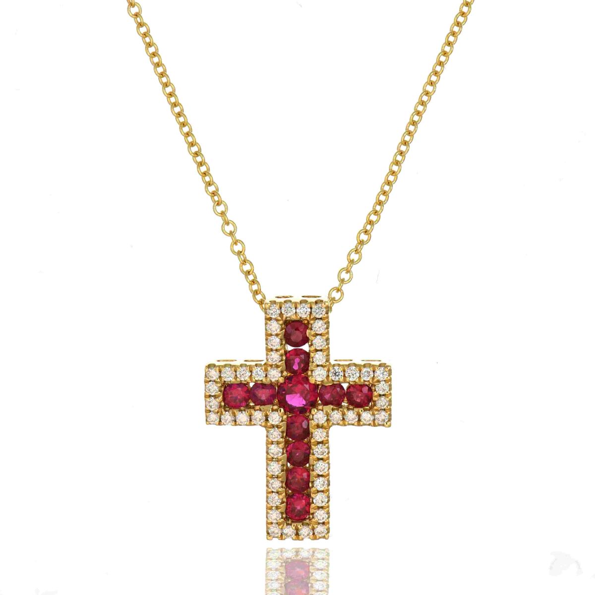 18k Ruby and Diamond Cross Pendant