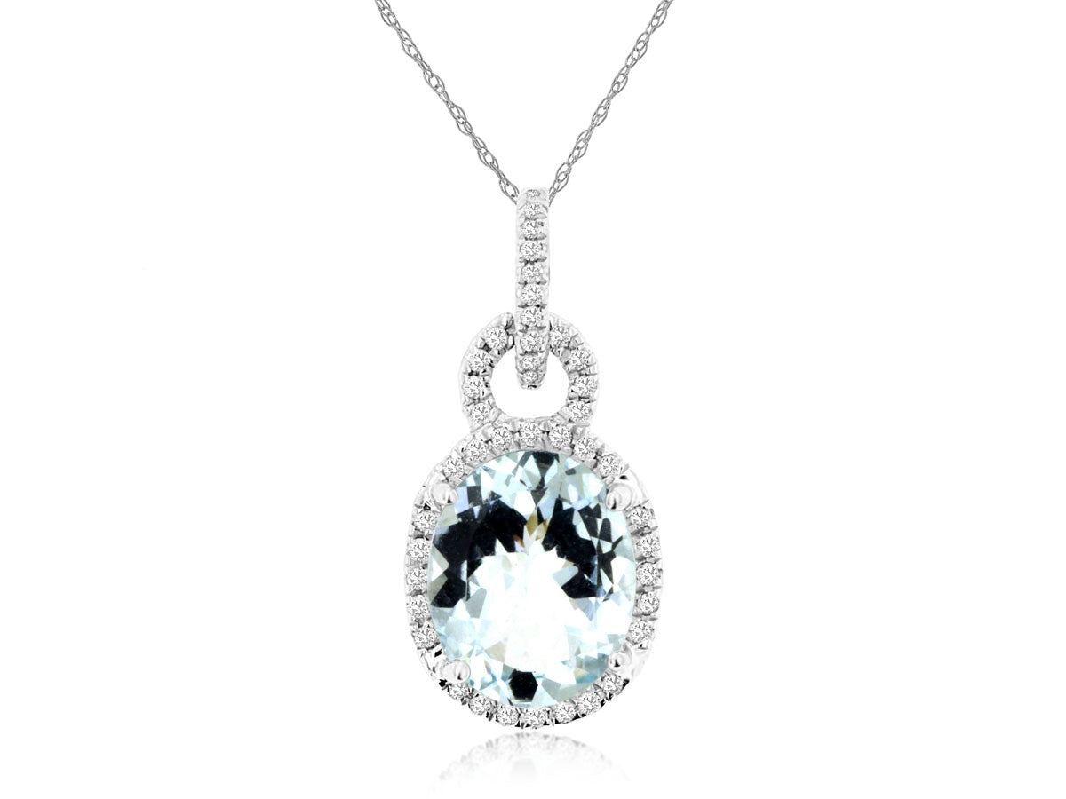 14k Aquamarine and Diamond Necklace