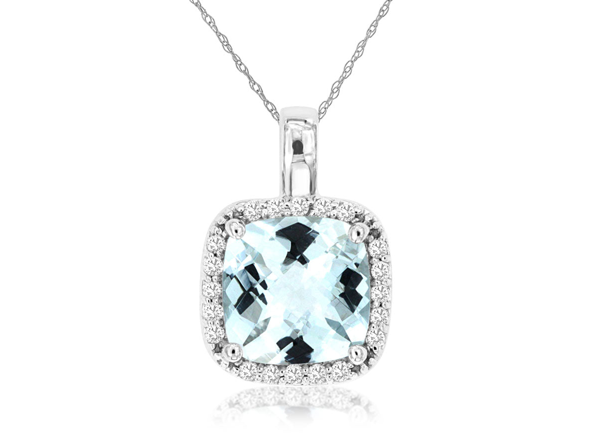 14k Aquamarine and Diamond Necklace
