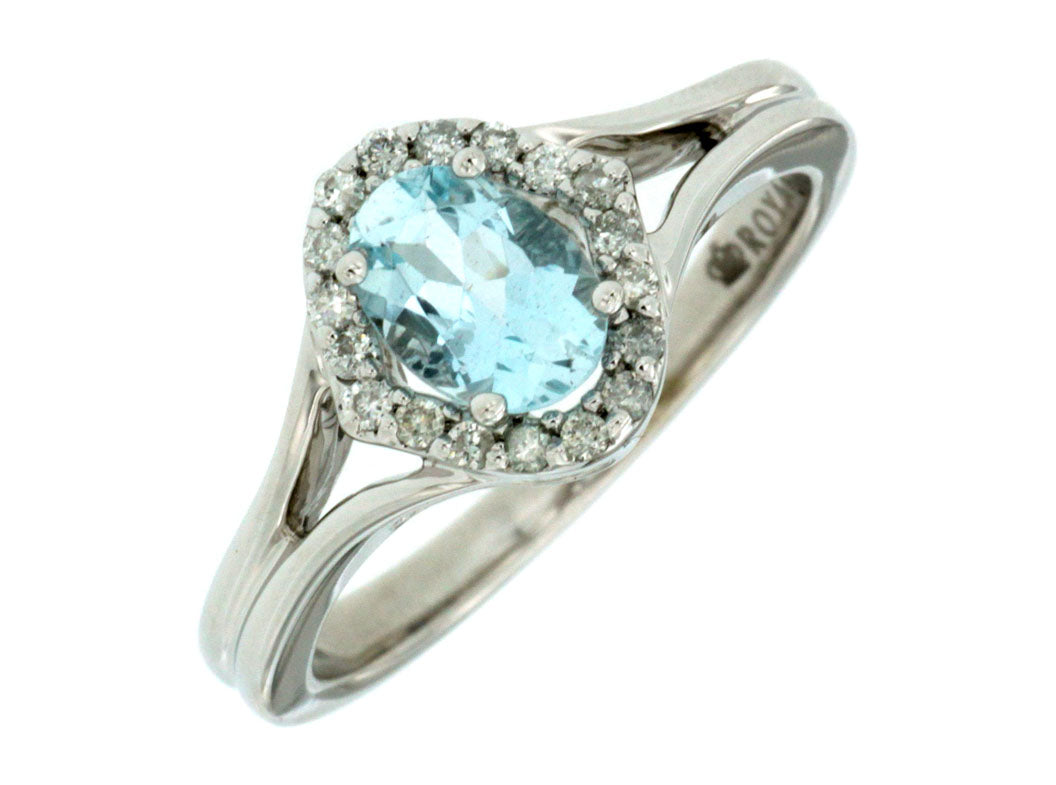14k Aquamarine and Diamond Ring