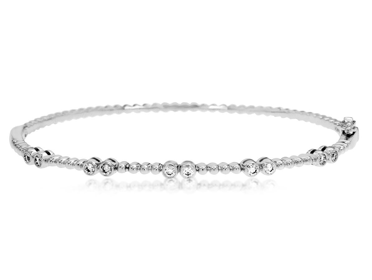 14k Bead-Style Diamond Bangle Bracelet