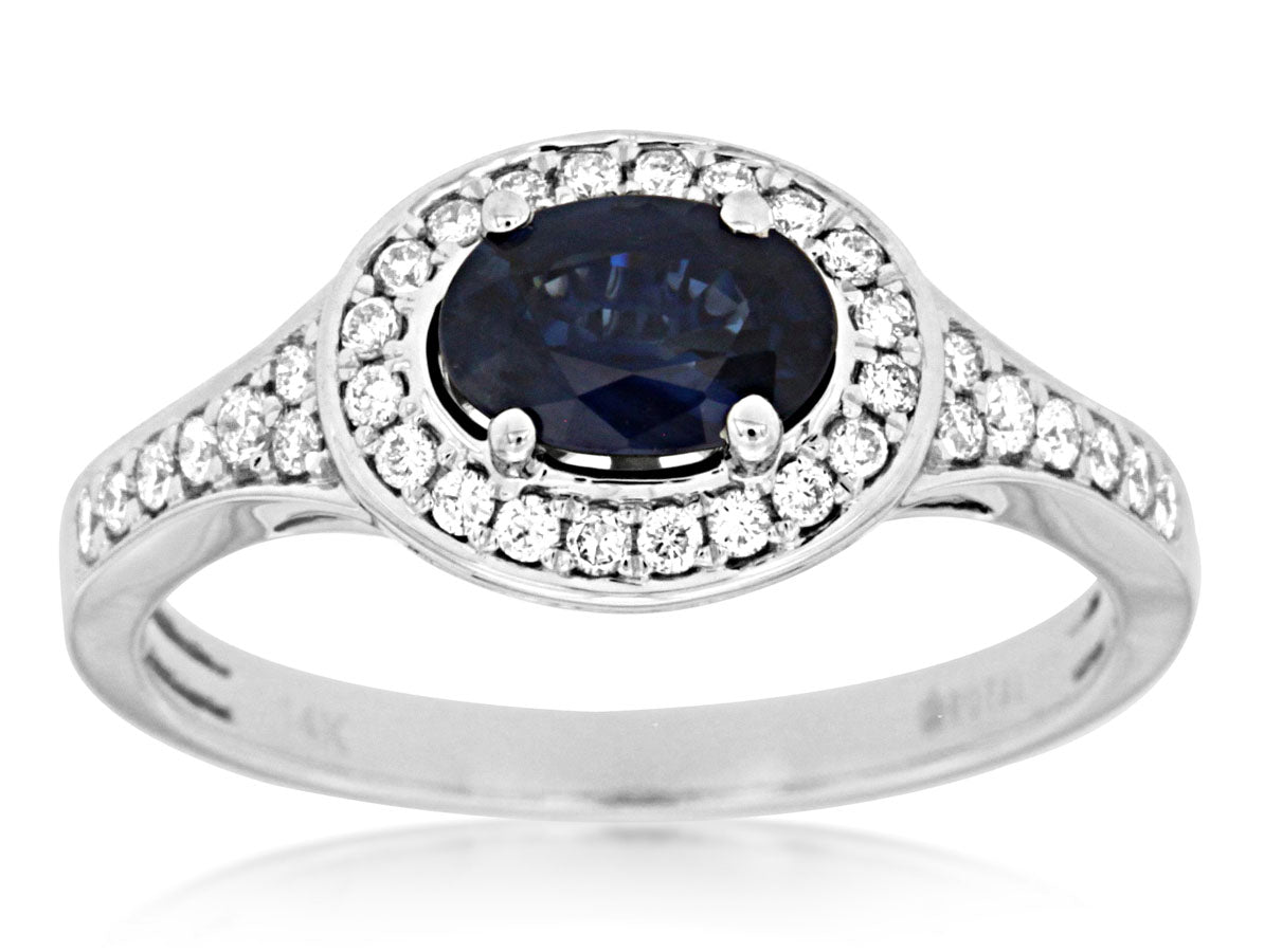 14k 1 Carat Sapphire and Diamond Ring