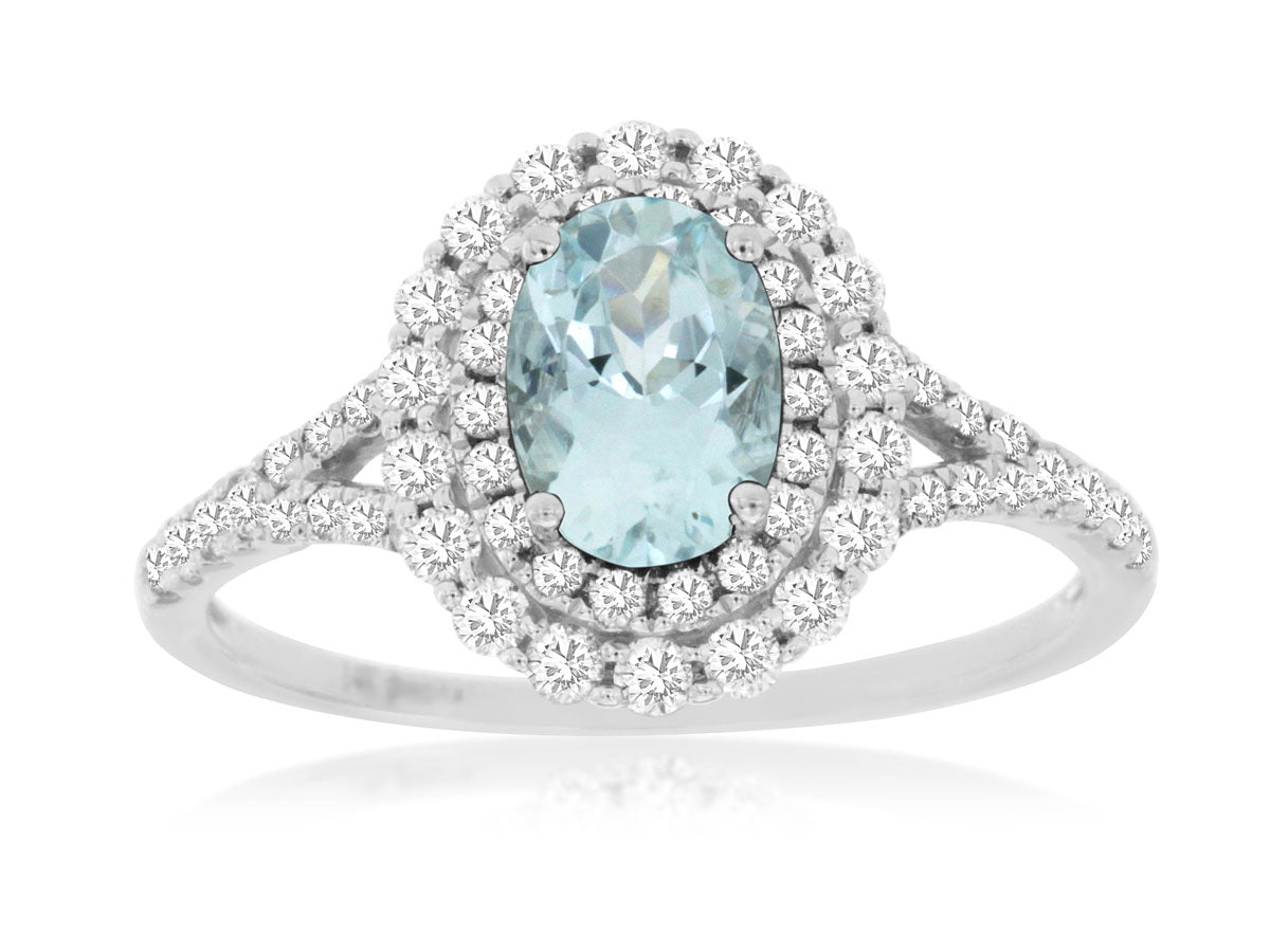 14kt Aquamarine and Diamond Ring