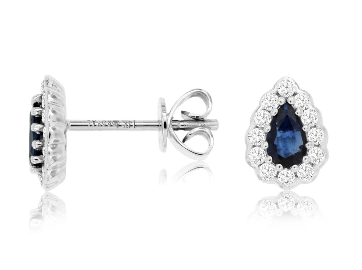 14k Pear Shape Sapphire and Diamond Earrings