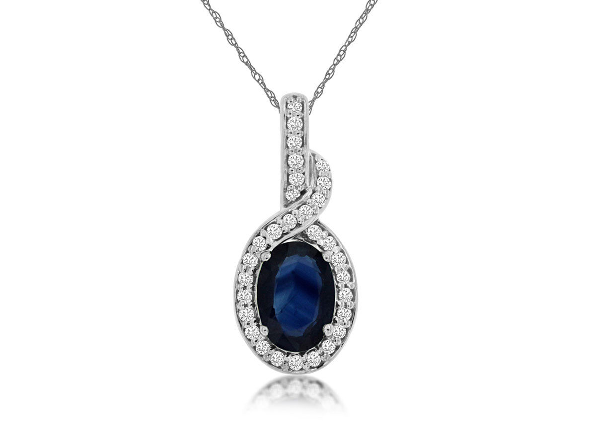 14k Oval Sapphire and Diamond Necklace