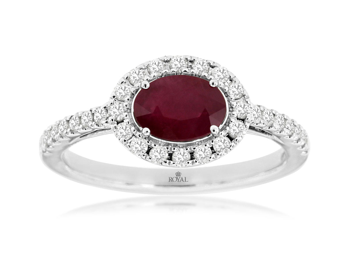 14kt Oval Ruby and Diamond Ring