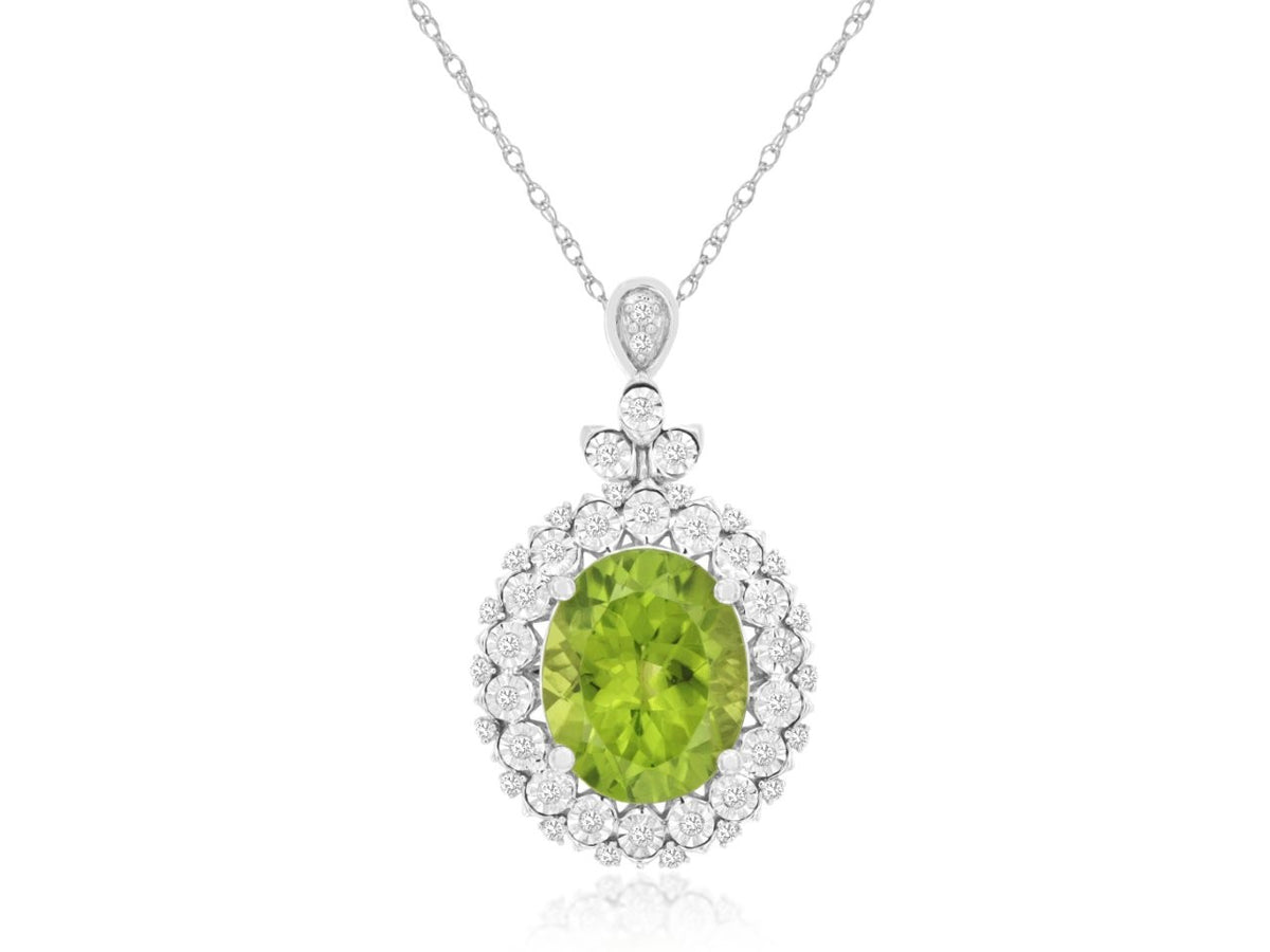 14k 4.85ct Peridot and Diamond Necklace
