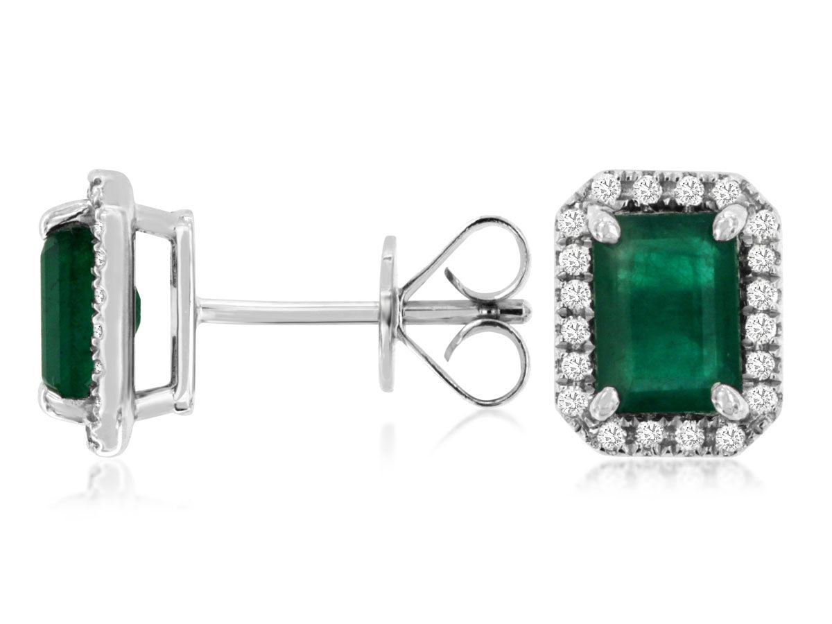 14k Emerald and Diamond Earrings