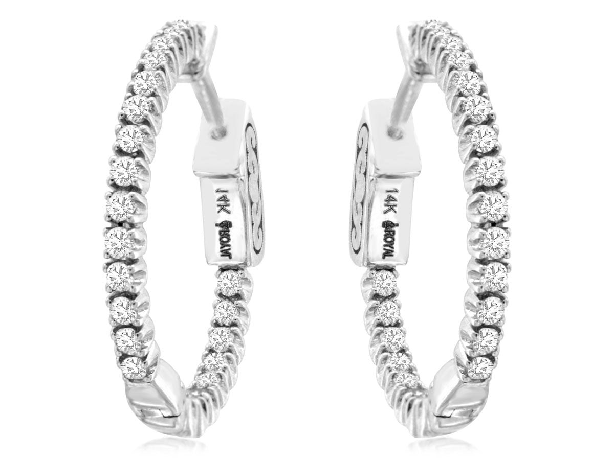 14k .50 Carat Diamond Hoop Earrings