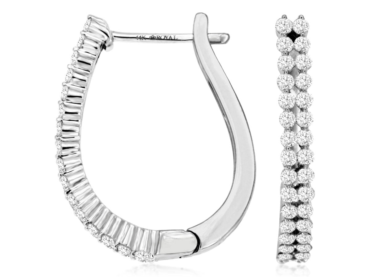 14k .73 Carat Diamond Hoop Earrings