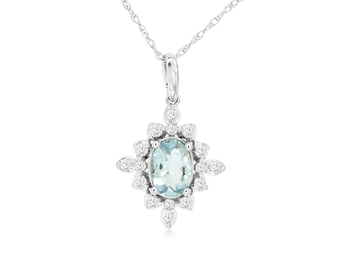 14k Aquamarine and Diamond Necklace