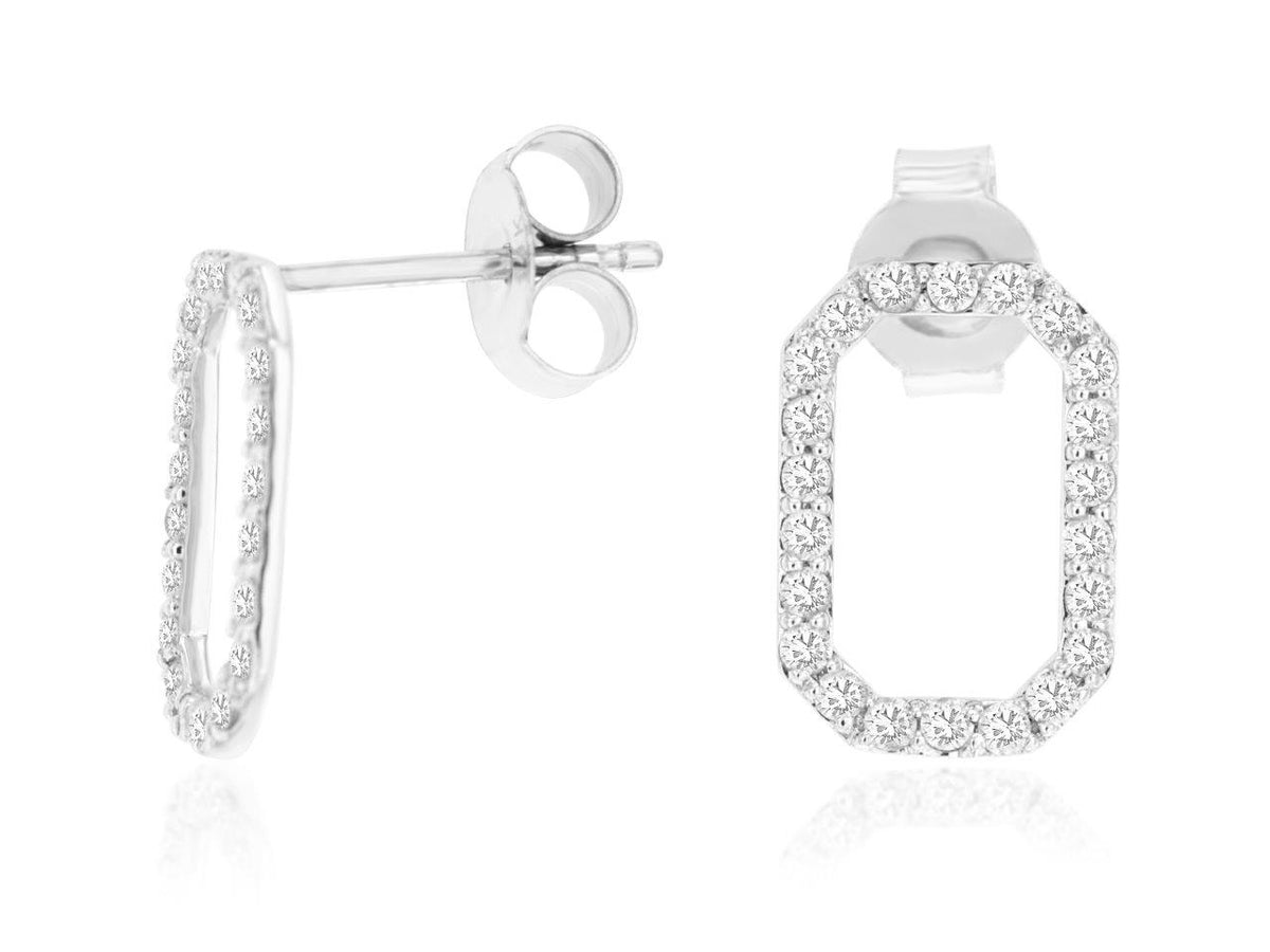 14k Rectangular Diamond Earrings
