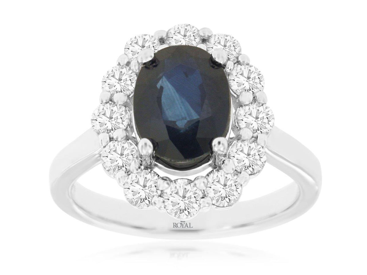 14k 2.10 Carat Sapphire and Diamond Ring