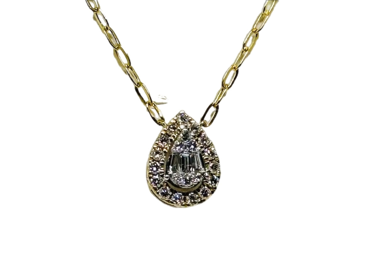 14k Pear-Shaped Diamond Necklace