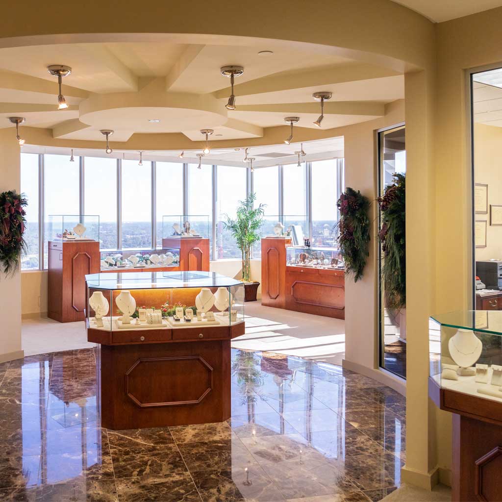 Harby Jewelers of Jacksonville showroom, overlooking downtown Jackonville