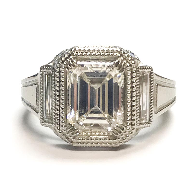 Finished custom engagement ring for an out-of-state client