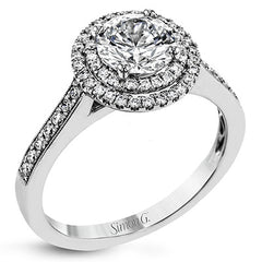 Simon G Double Row Pave Engagement Ring