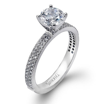 18k Two-Row Diamond Engagement Ring Setting