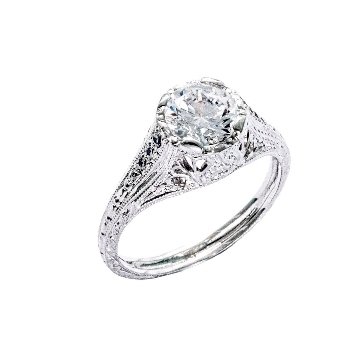 18k Vintage Inspired Diamond Ring Setting - Harby Jewelers