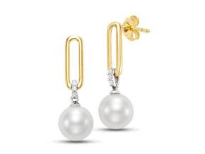 14k Pearl and Diamond Earrings