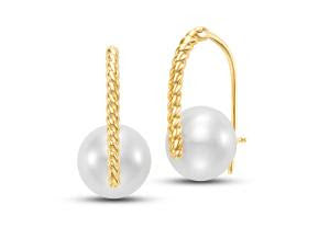 18k Pearl Hoop Earrings