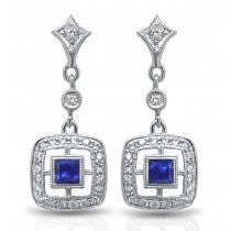 14k Sapphire and Diamond Dangle Earrings