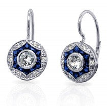 14k Sapphire and Diamond Vintage Inspired Dangle Earrings