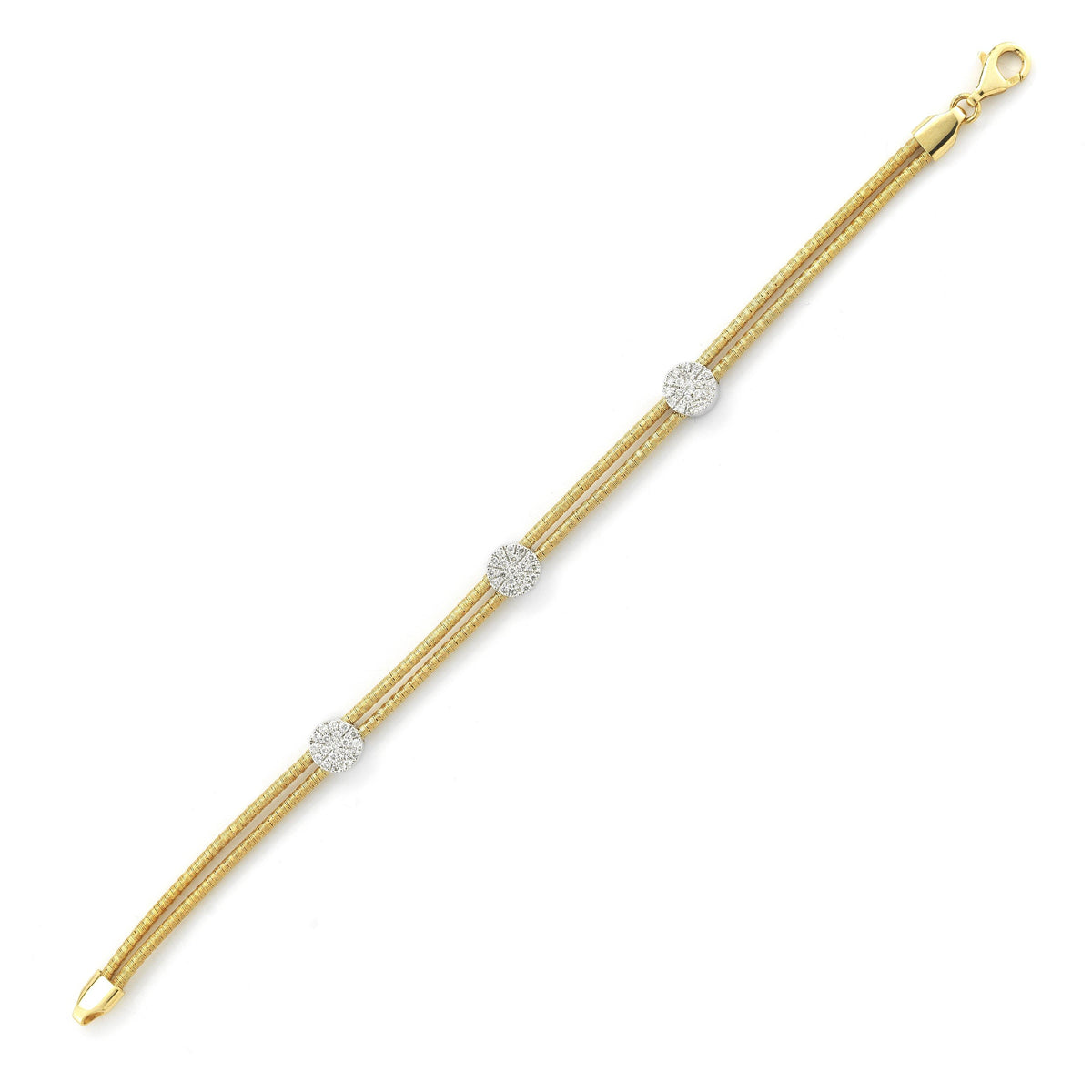14k Yellow Gold Cocoon Two Strand Diamond Bracelet - Harby Jewelers