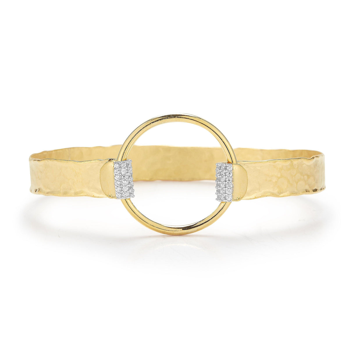14k Yellow Gold Diamond Bangle Style Bracelet - Harby Jewelers