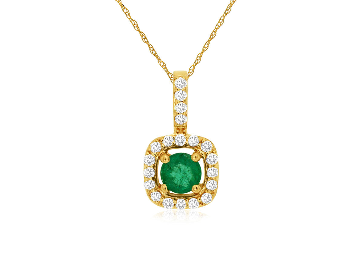 14k Emerald and Diamond Pendant