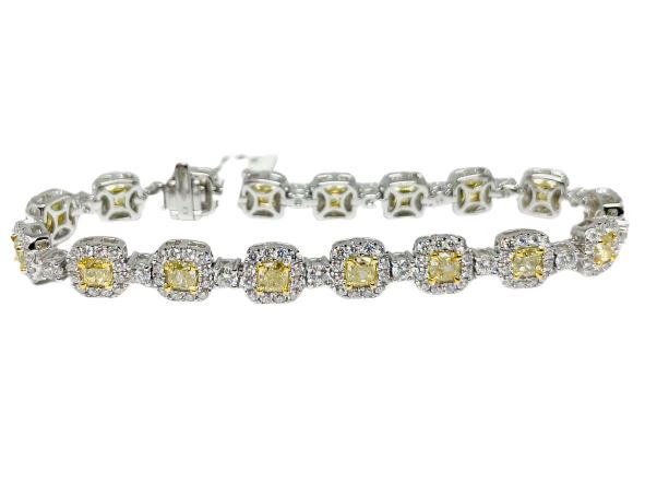 18K Yellow and White Gold Yellow Diamond Bracelet