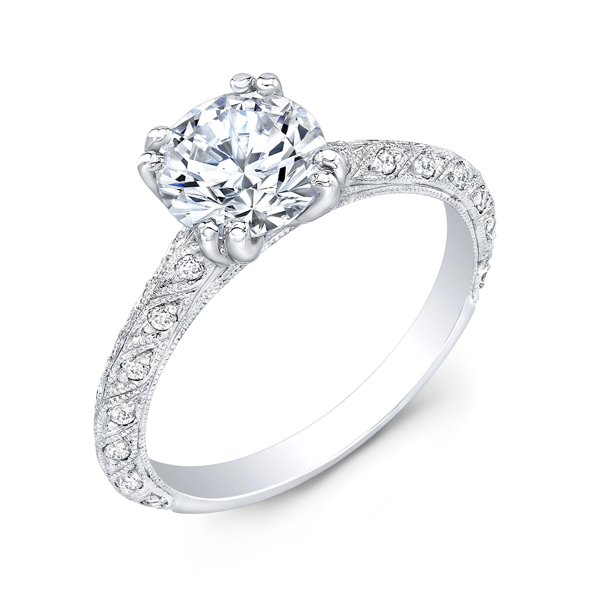 18k Engagement Ring Setting With Vintage Inspired Details - Harby Jewelers