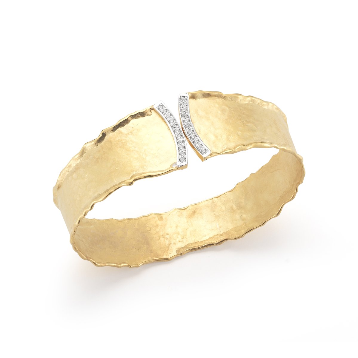14k Yellow Gold Tapered Cuff Style Diamond Bracelet
